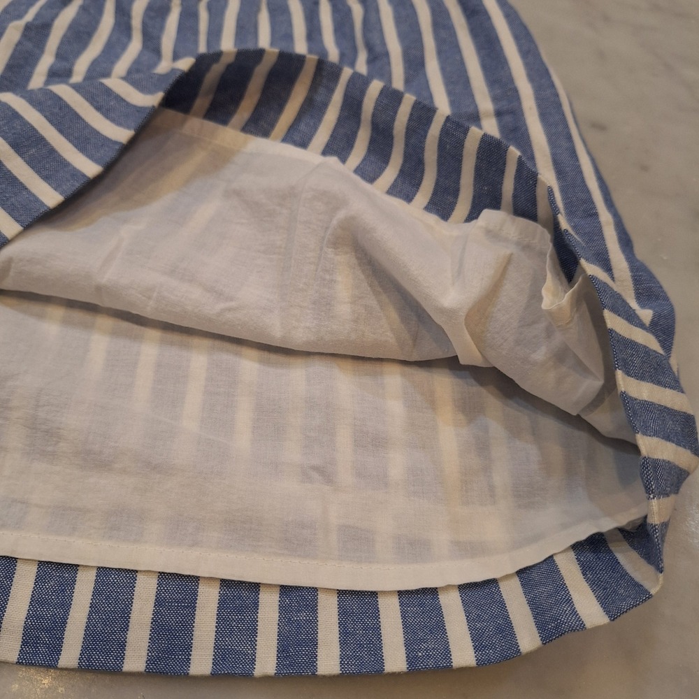 J.Crew Linen Blend Preppy Mini Skirt Sz 2 Blue Striped Paperbag Waist Lined - Picture 6 of 8